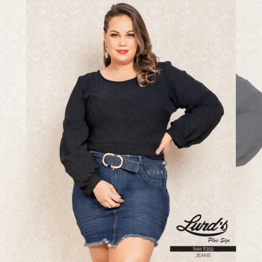 Mini Saia Plus Size Ref 8359 Jeans Com Cinto