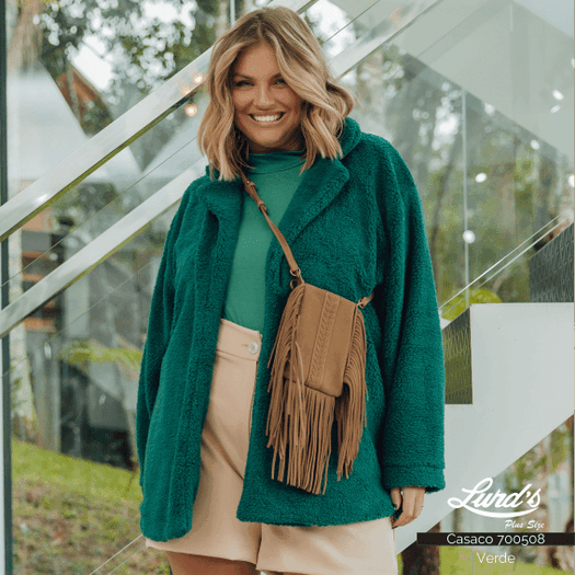 Casaco Feminino Plus Size Teddy Verde