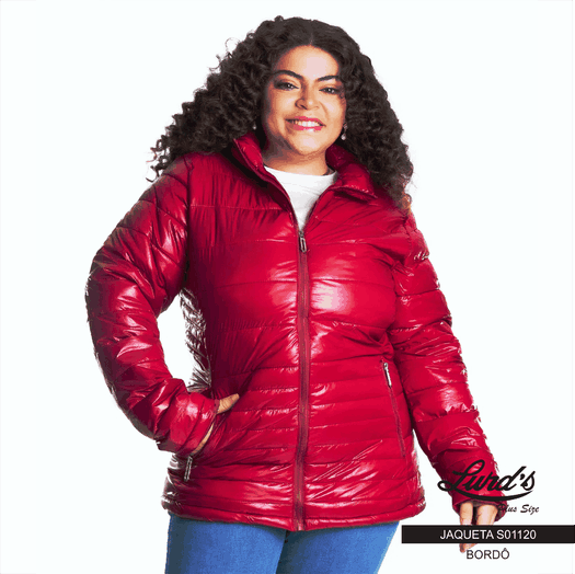 Jaqueta Feminina Plus Size Puffer Ref S01120 Bordô