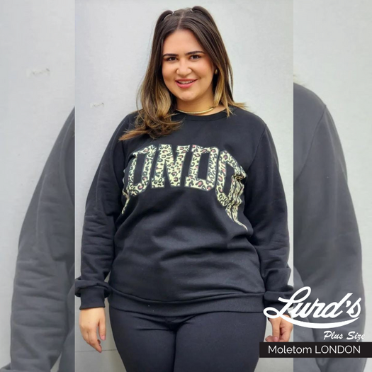 Blusão Moletom Feminino Plus Size Preto