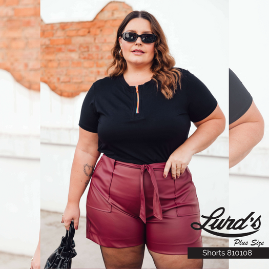 Shorts Feminino Plus Size Vinho