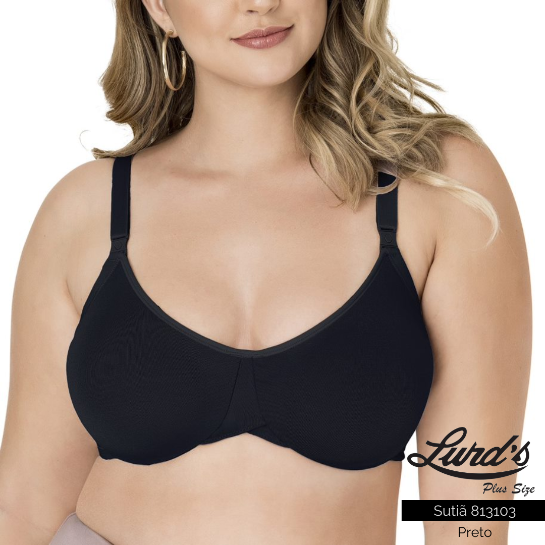 Sutiã Sem Bojo Feminino Plus Size Ref 813103 Preto