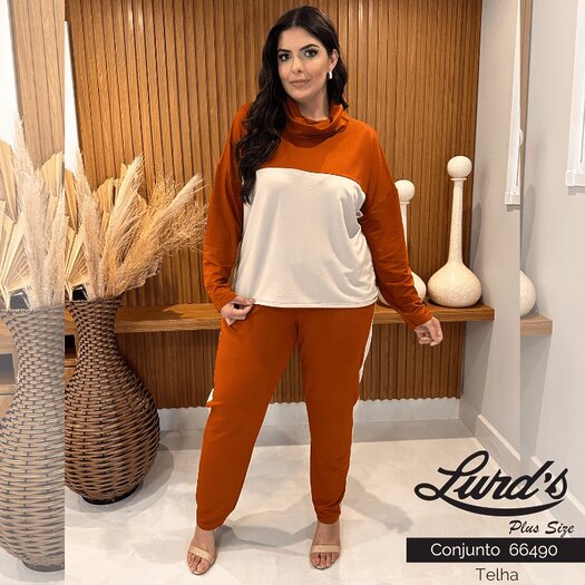 Conjunto Feminino Plus Size Calça + Blusa Telha