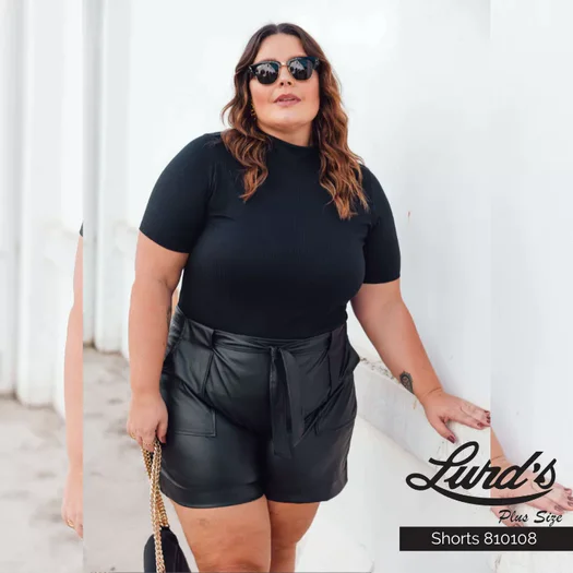 Shorts Feminino Plus Size Preto