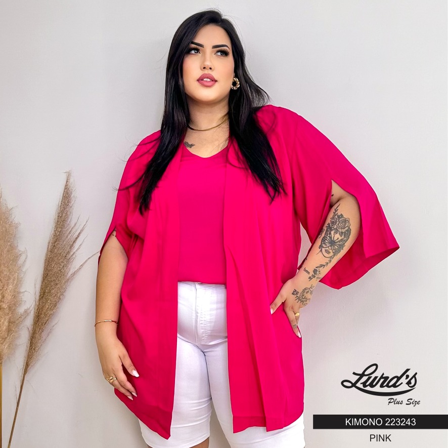 Kimono Feminino Plus Size Marrie Ref 223243 Pink