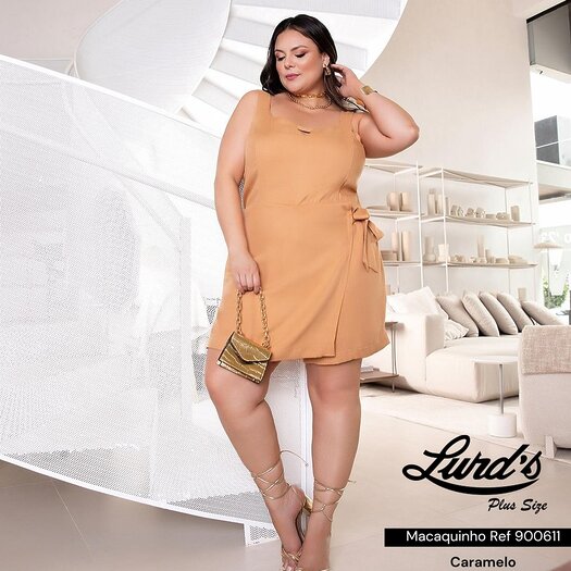 Macaquinho Feminino Plus Size Ref 900611 Caramelo 