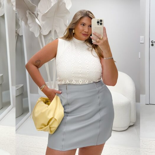 Mini Saia Courino Plus Size Ref. 12123 Cinza