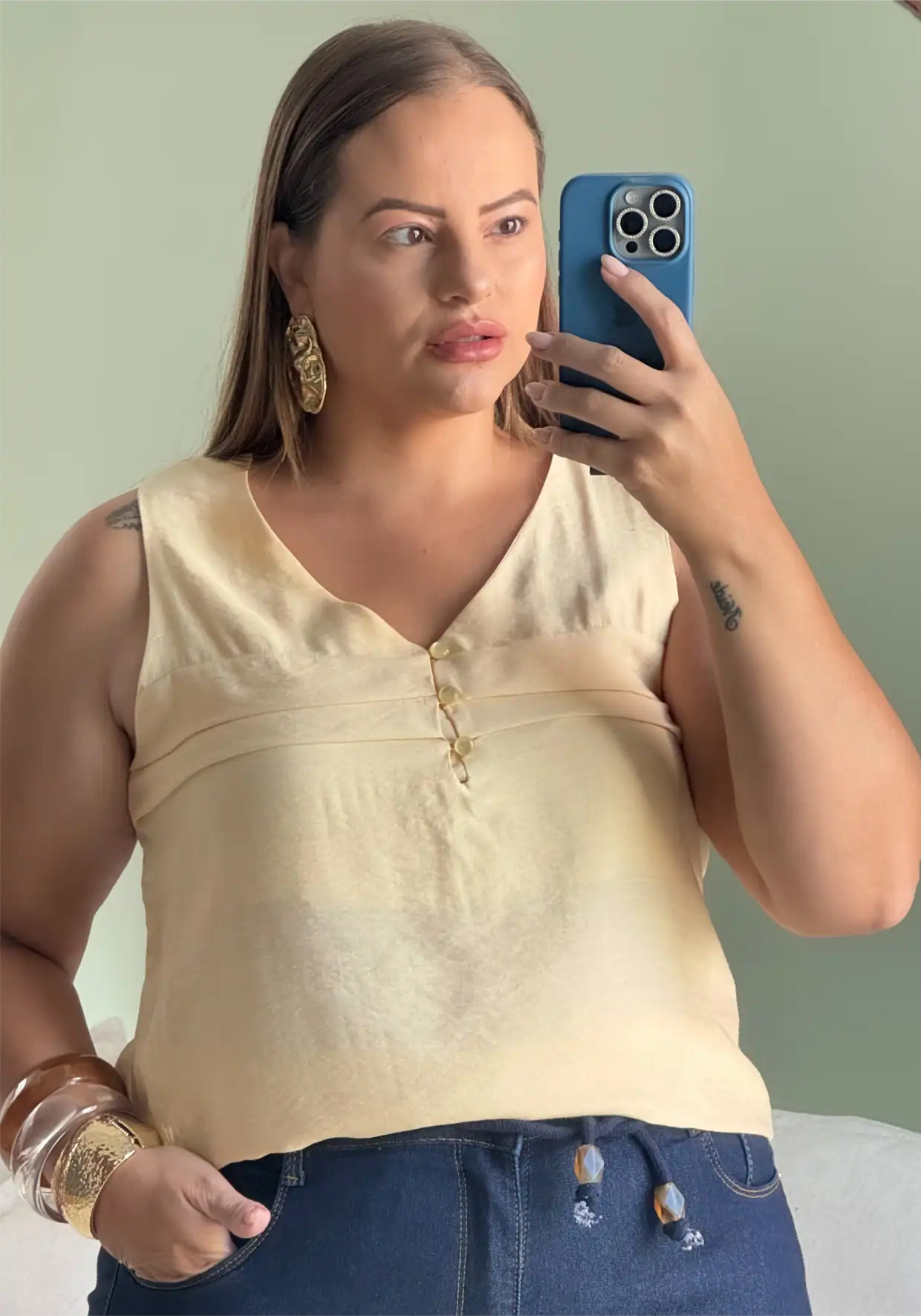 Regata Feminina Plus Size Ref 12384 Amarela