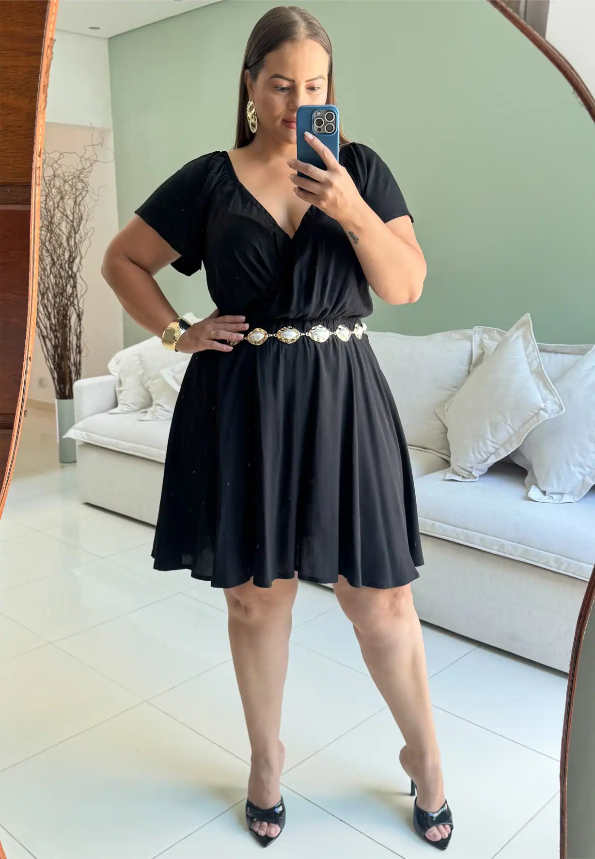 Macaquinho Feminino Plus Size Manga Curta Ref 207241 Preto