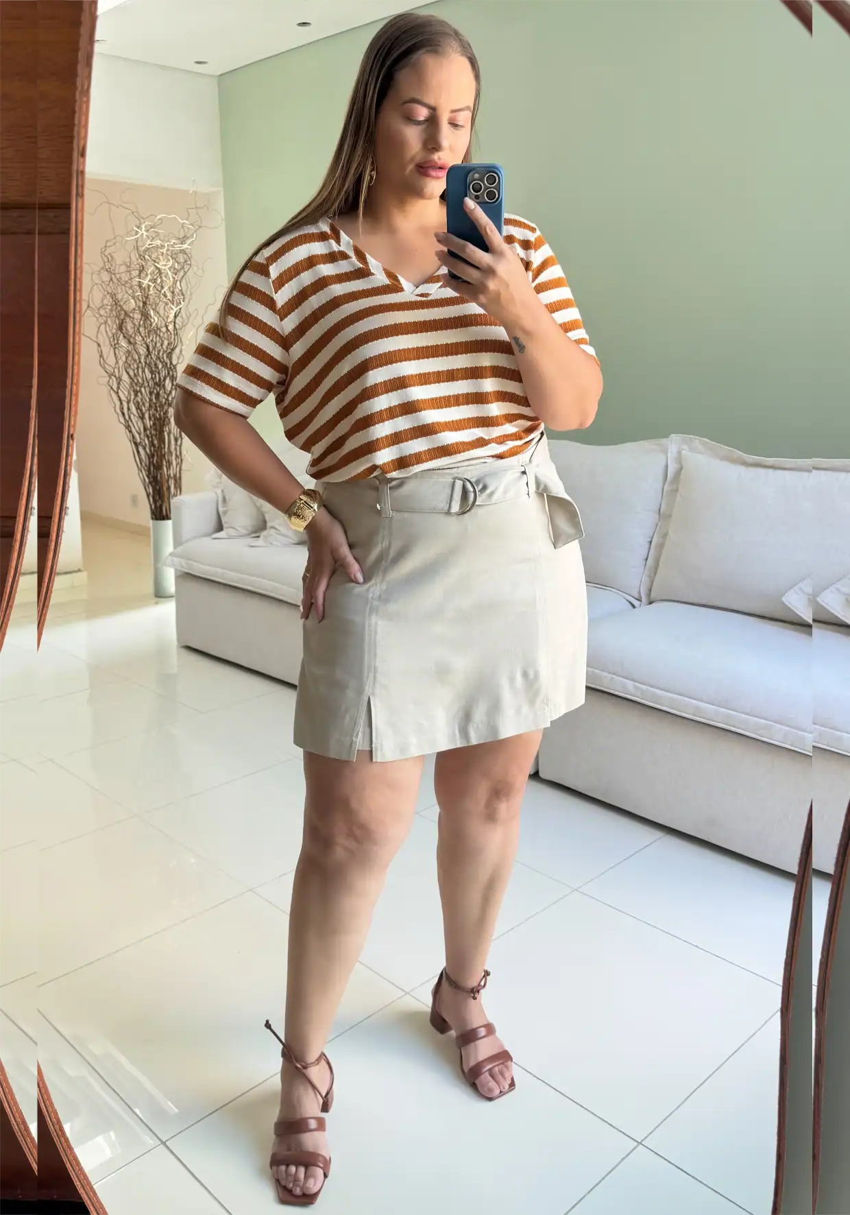 Shorts Saia Feminino Plus Size Ref 51140093 Cru