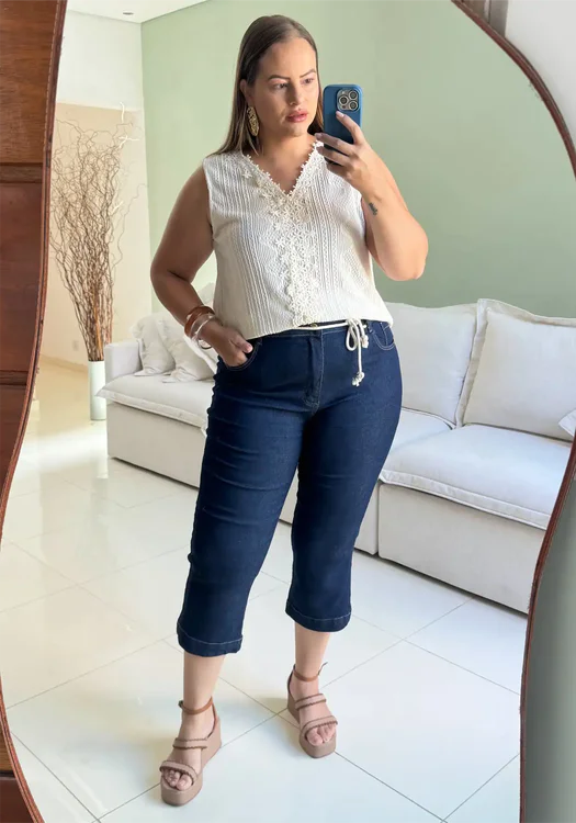 Capri Feminina Plus Size  Ref 8912 Jeans