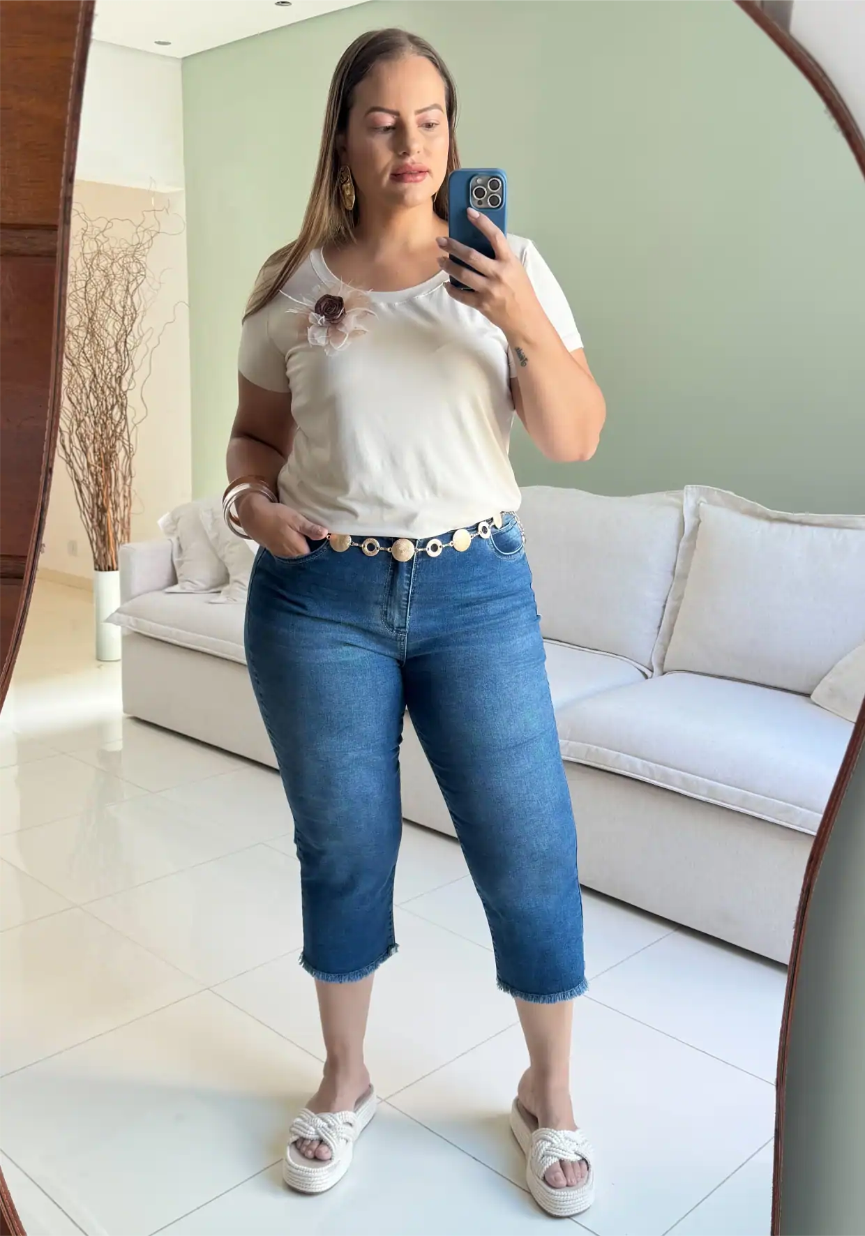 Capri Feminina Plus Size Ref 8987 Jeans