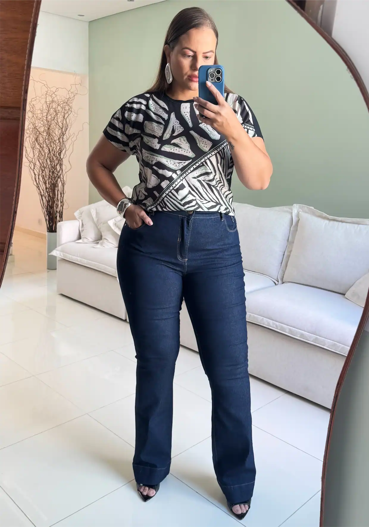 Calça Boot Cut Feminina Plus Size Ref 9090 Jeans