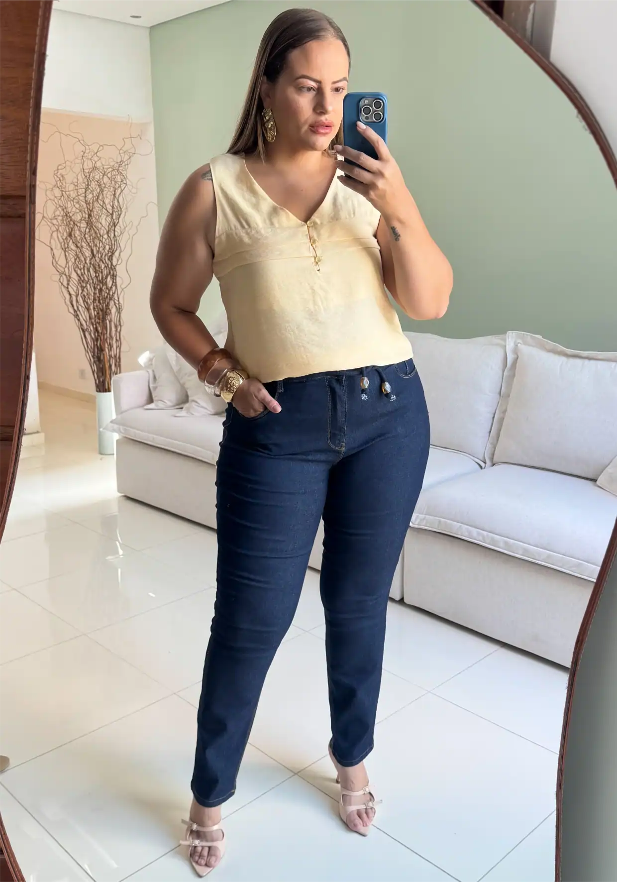 Calça Cigarrete Feminina Plus Size Ref 9099 Jeans