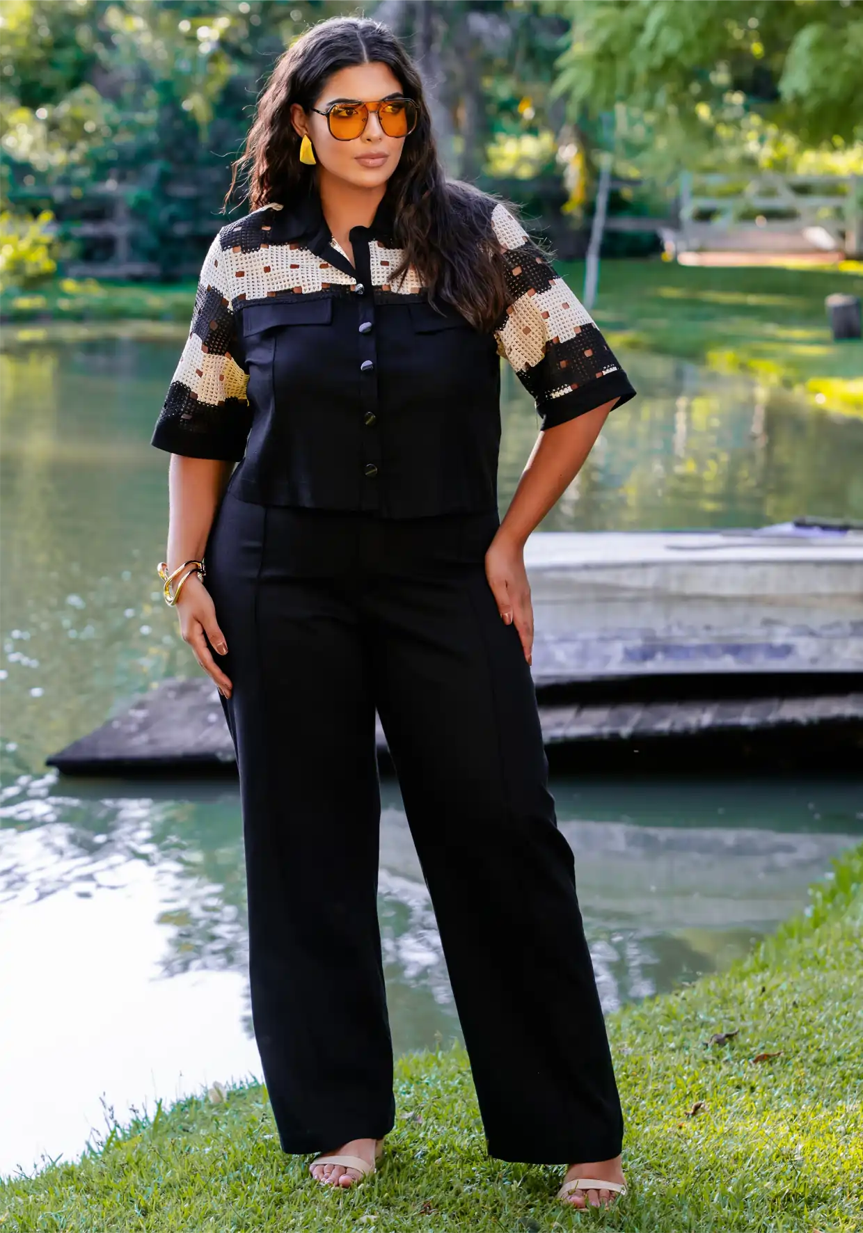 Conjunto Feminino Plus Size Blusa + Calça 12600 Preto