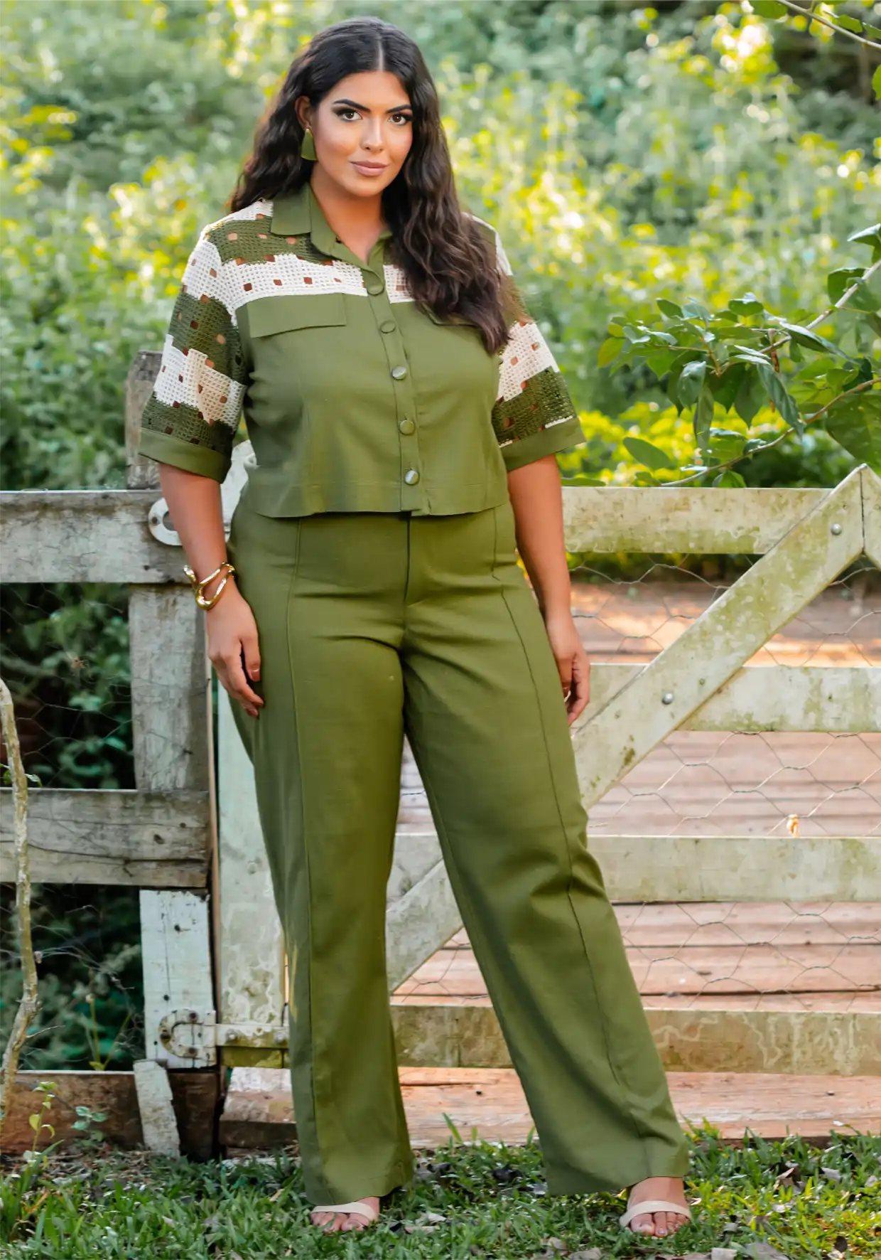 Conjunto Feminino Plus Size Blusa + Calça 12600 Verde