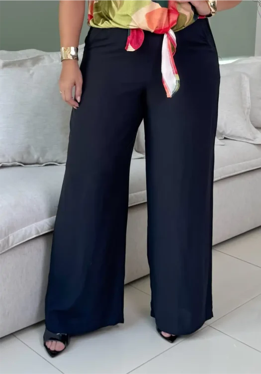 Calça Pantalona Feminina Plus Size Ref 23200 Marrie Preto