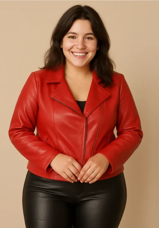 Jaqueta Feminina Plus Size Couro Ref 51140084 Vermelho