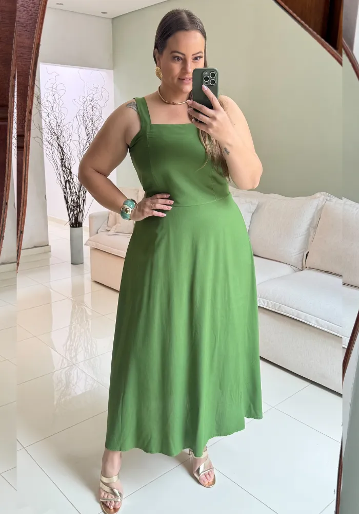 Vestido Midi Sem Manga Plus Size Ref 207320 Verde