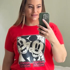 T-shirt Manga Curta Plus Size Ref. Disney-016 Vermelho ISA