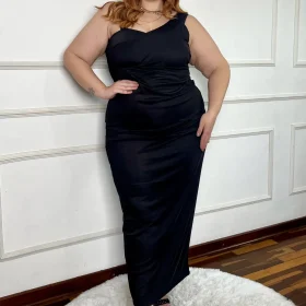 Vestido Longo Sem Manga Plus Size Ref 207272 Preto