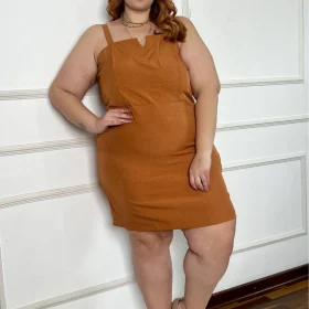 Vestido Sem Manga Plus Size Ref 207299 Camelo