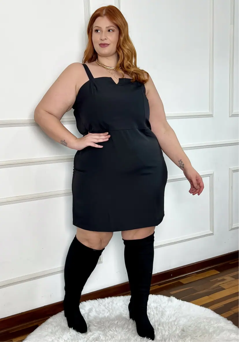 Vestido Sem Manga Plus Size Ref 207299 Preto