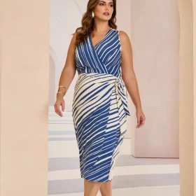 Vestido Mid Sem Manga Plus Size Ref 52140041 Estampa Azul
