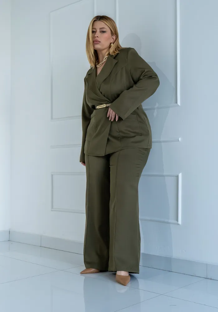 Calça Feminina Pantalona Plus Size Ref 69010 Musgo