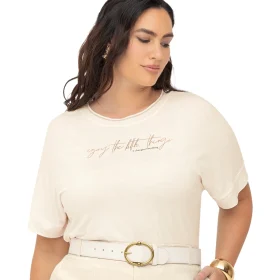 Blusa Feminina Manga Curta Plus Size Ref S01789 Off White