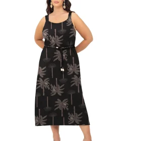 Vestido Mid Sem Manga Plus Size Ref S01790 Preto