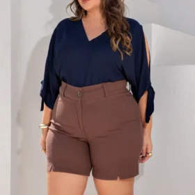 Shorts Feminino Plus Size Ref 810149 Marrom