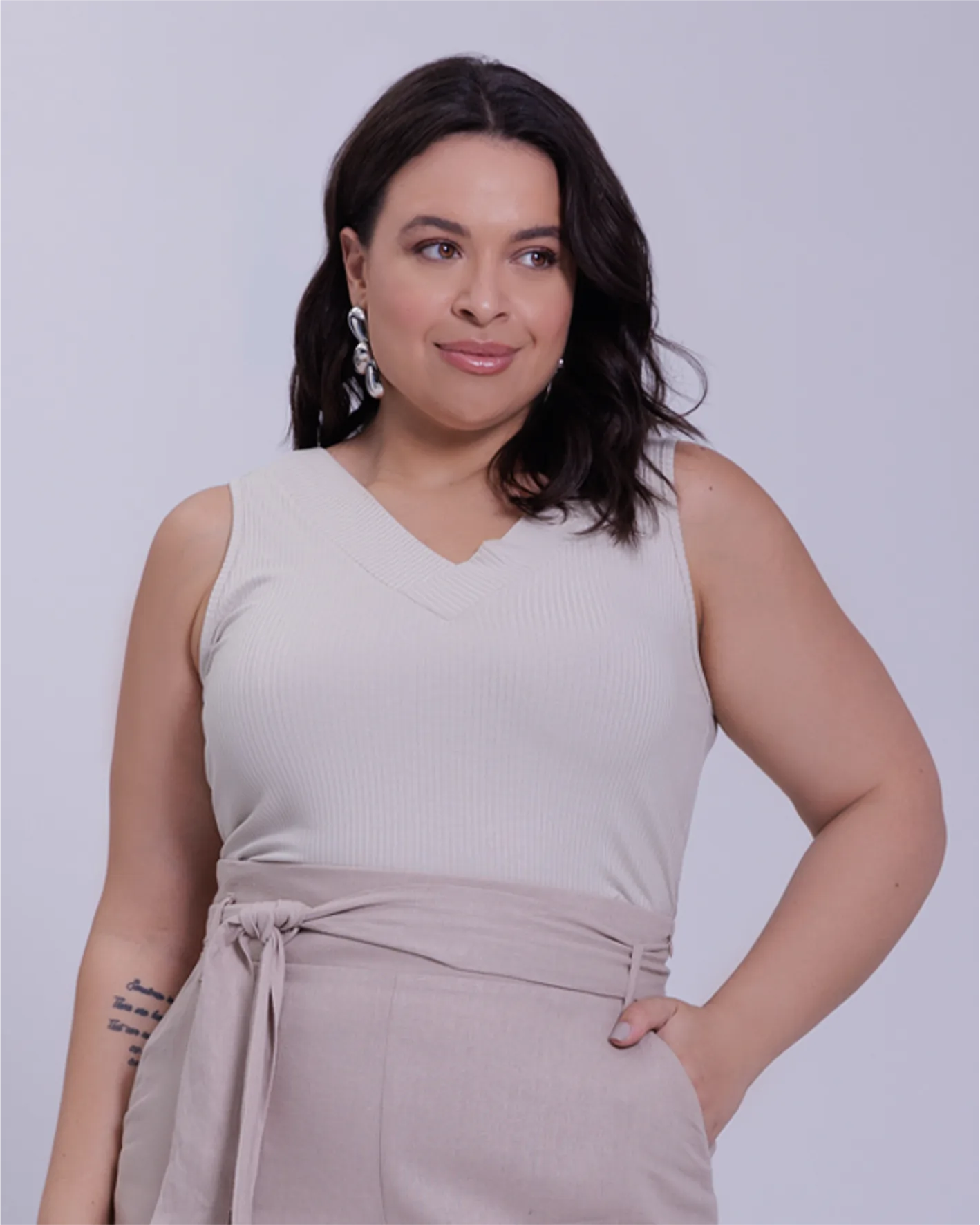 Regata Feminina Plus Size Ref 00410 Off White