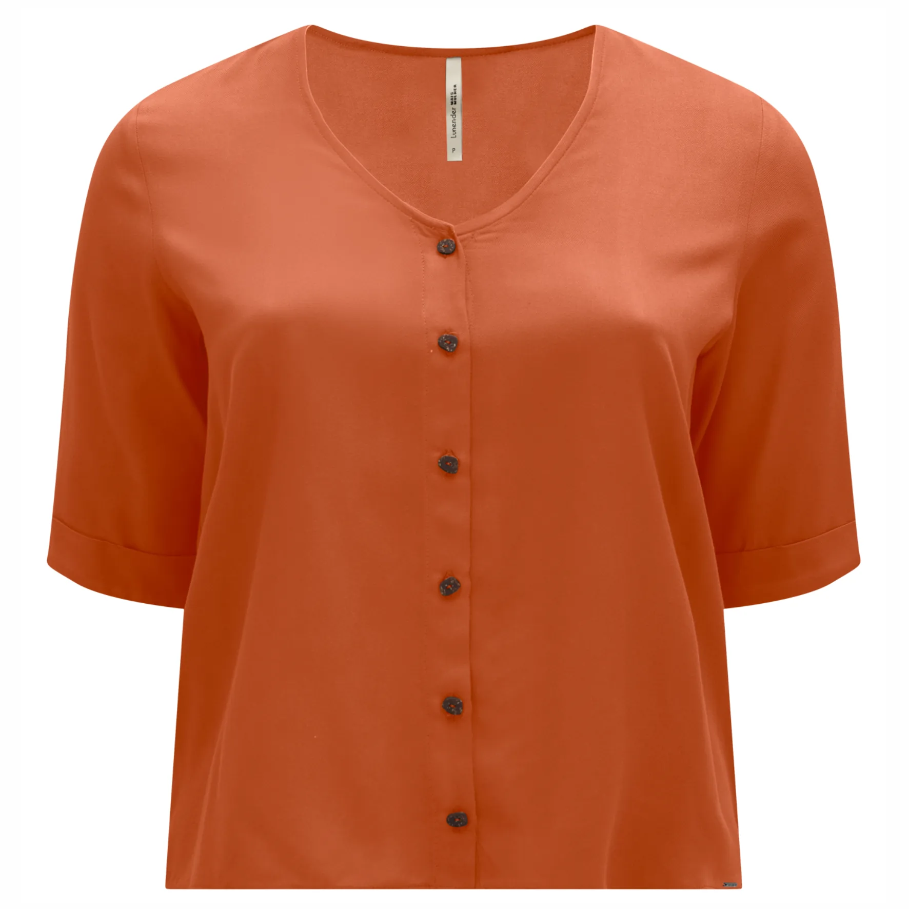 Camisa Feminina Plus Size Manga 3/4 Ref 69179 Laranja
