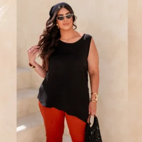 Regata Feminina Alça Larga Plus Size Ref 700861 Preto