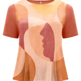 Blusa Feminina Plus Size Manga Curta Ref C0315 Laranja