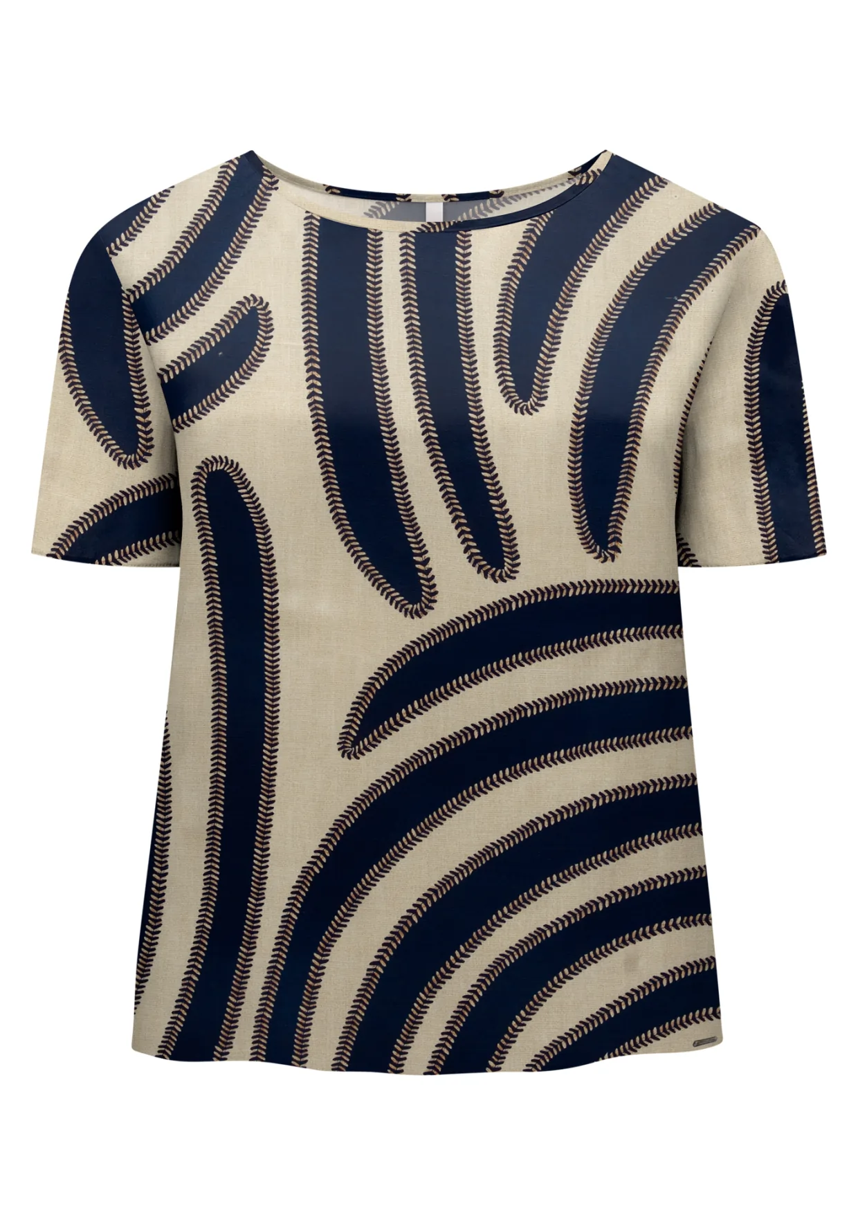 Blusa Feminina Plus Size Manga Curta ref C0316 Estampa Marinho