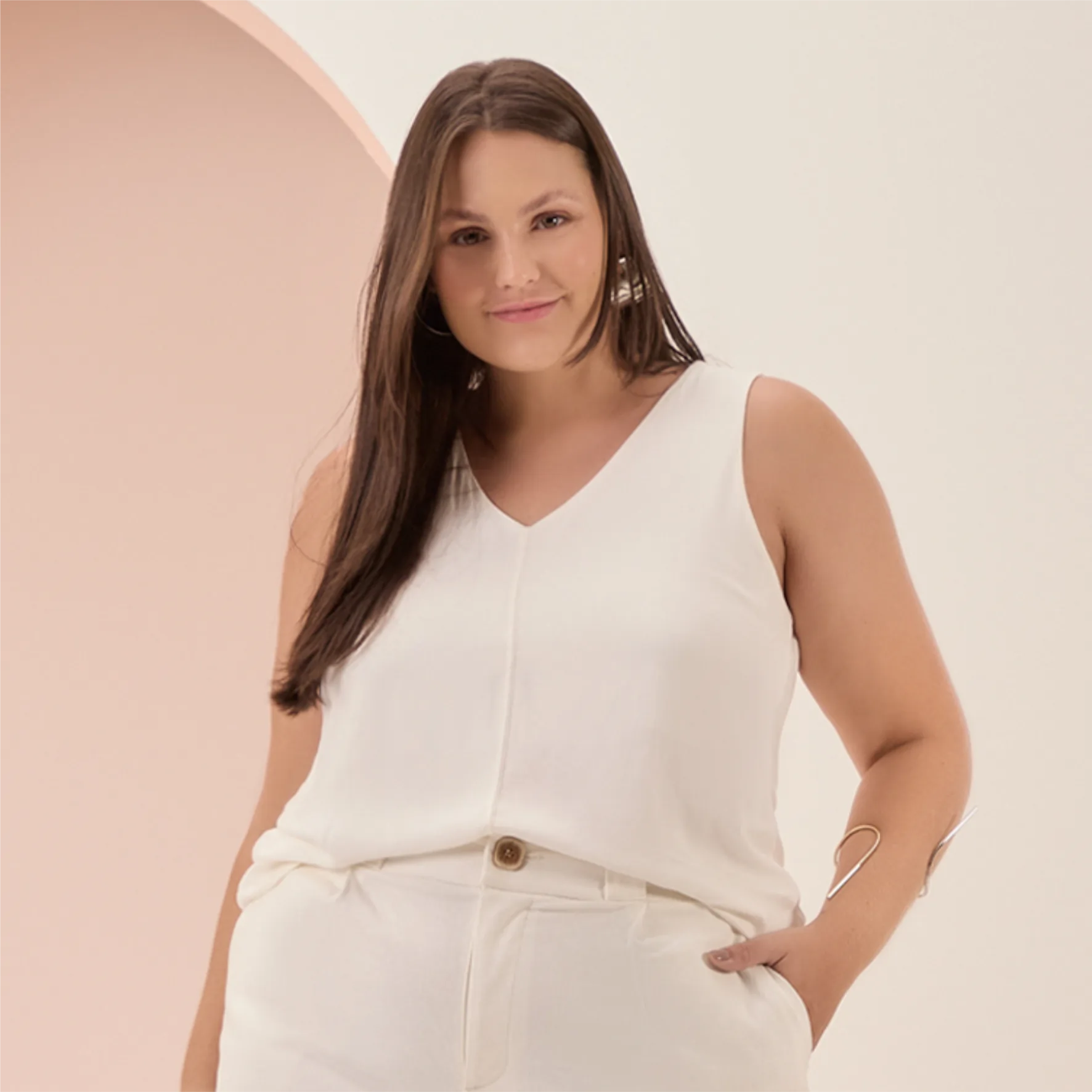 Regata Feminina Plus Size Ref C5113 Off White