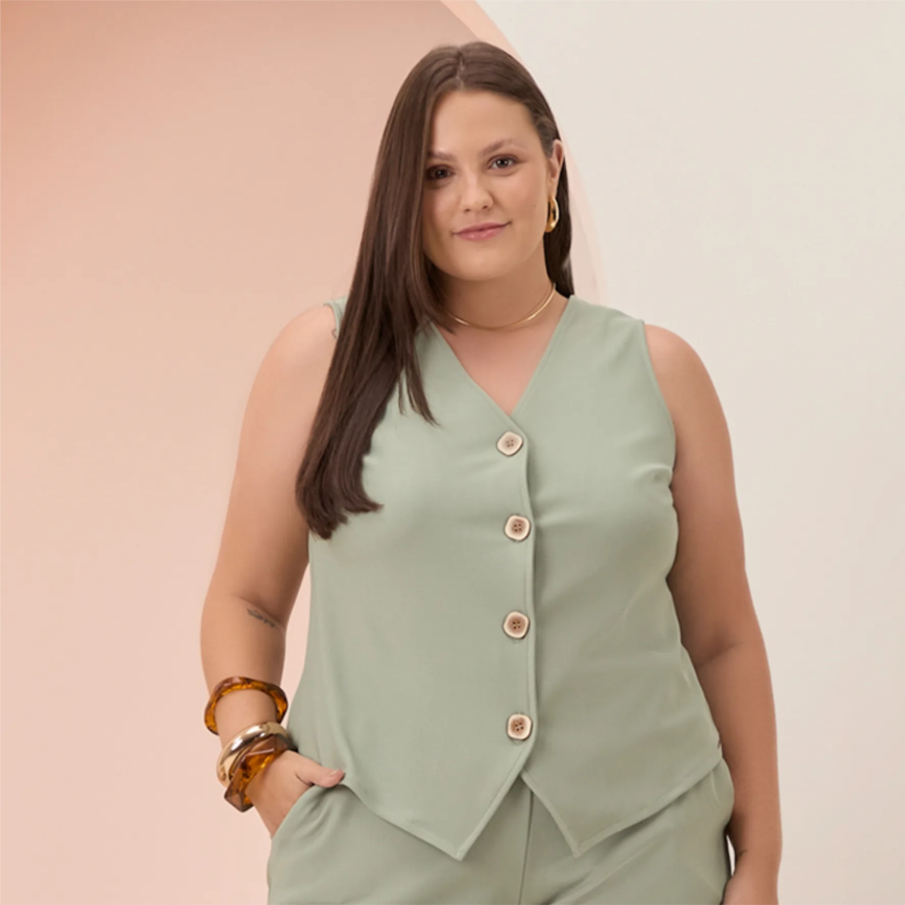 Colete Feminino Plus Size Gorgurinho Ref C5145 Verde