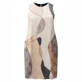 Vestido Plus Size Sem Manga Ref C5166 Estampa Preto