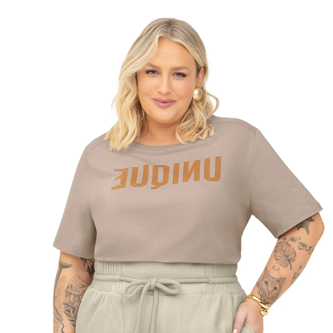 Blusa Feminina Plus Size Ref S01813 Bege 