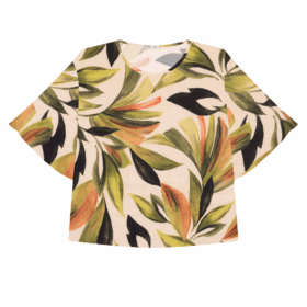 Blusa Feminina Manga Curta Plus Size Ref S01884 Estampa Verde