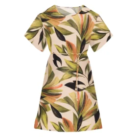 Vestido Mid Manga Curta Plus Size Ref S01886 Estampa Verde TINA