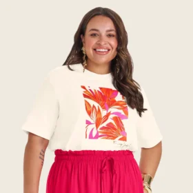 Blusa Feminina Manga Curta Plus Size Ref S01888 Off White