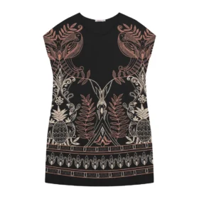 Vestido Plus Size Manga Curta Ref S01900 Estampado Preto RITA