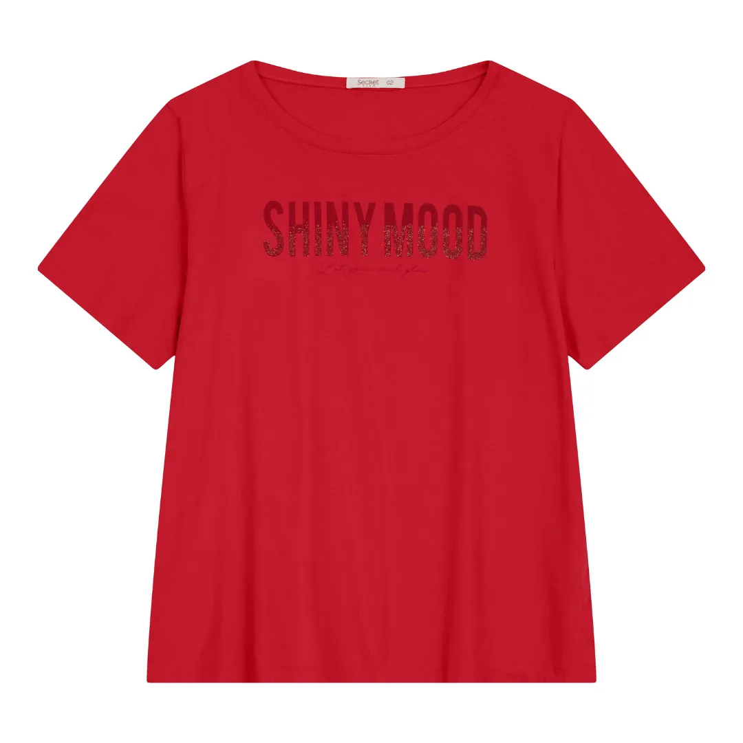 Blusa Feminina Manga Curta Plus Size Ref S01910 Vermelha