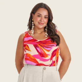 Regata Feminina Plus Size  Ref S01919 Estampa Pink