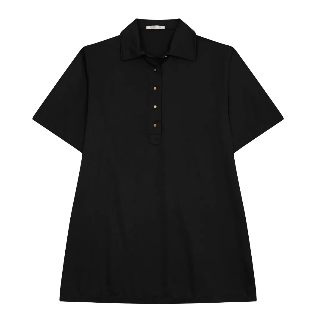 Vestido Manga Curta Plus Size Ref S01928 Preto ALICE