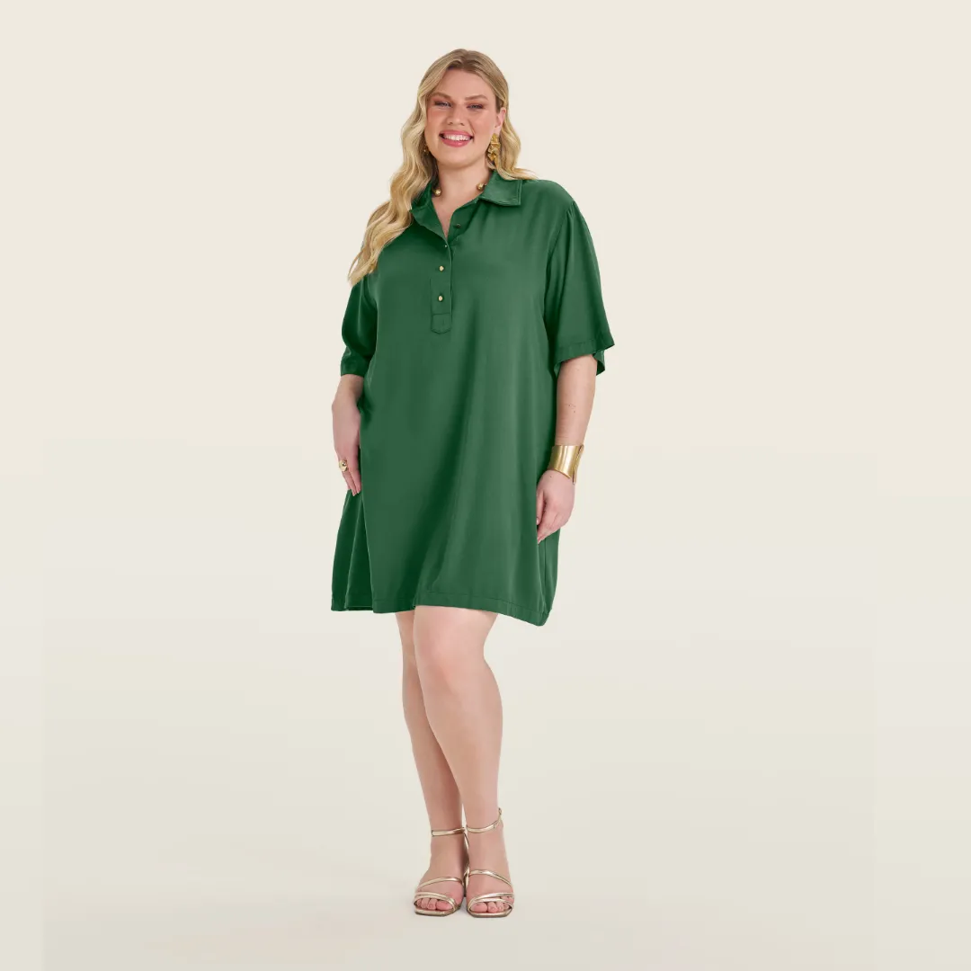 Vestido Manga Curta Plus Size Ref S01928 Verde ALICE