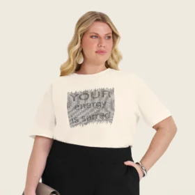 Blusa Feminina Plus Size Estampada  Ref S01929 Off White